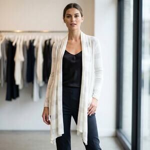 Alice + Olivia Asymmetrical open Cardigan Sweater white size XS